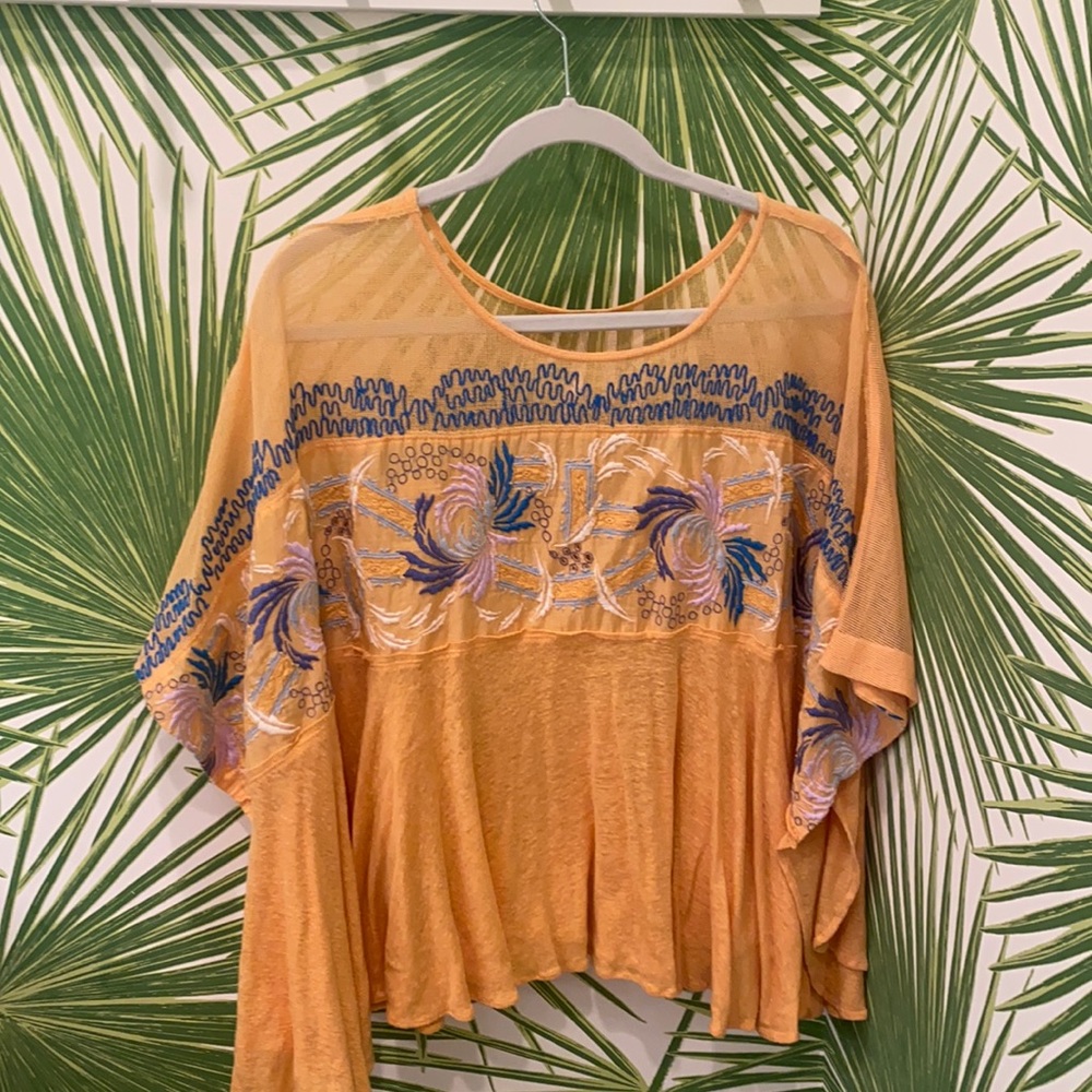 Free People flowy orange blouse